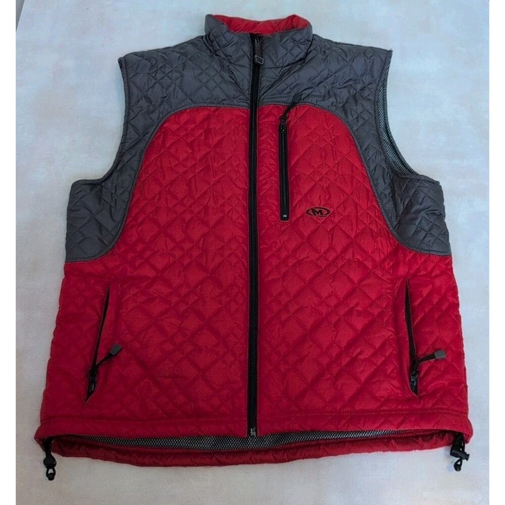 Marker Quilted Ski Vest - Red/Grey - Mens Size Large